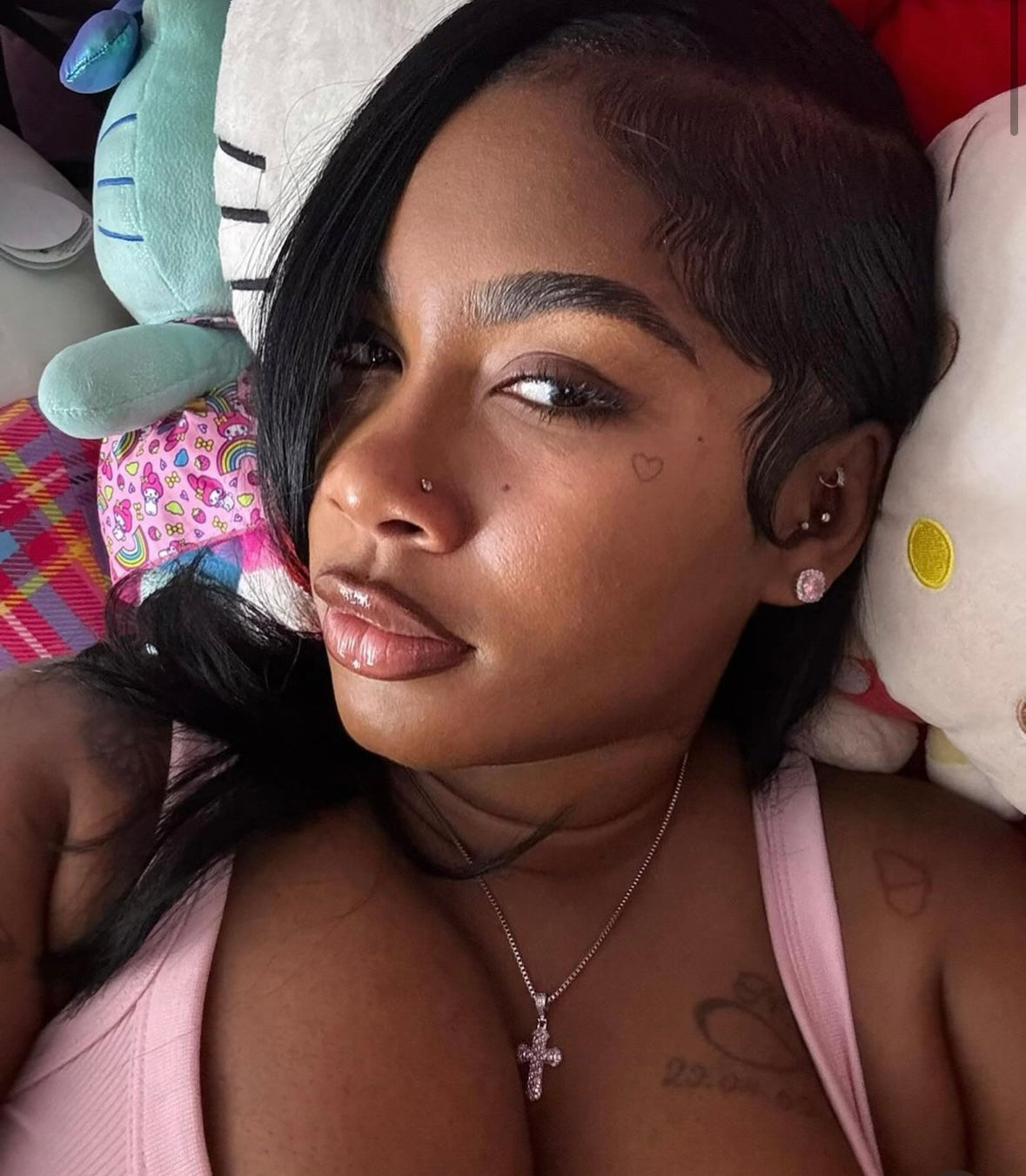 Mini Pink Cross Chain Necklace