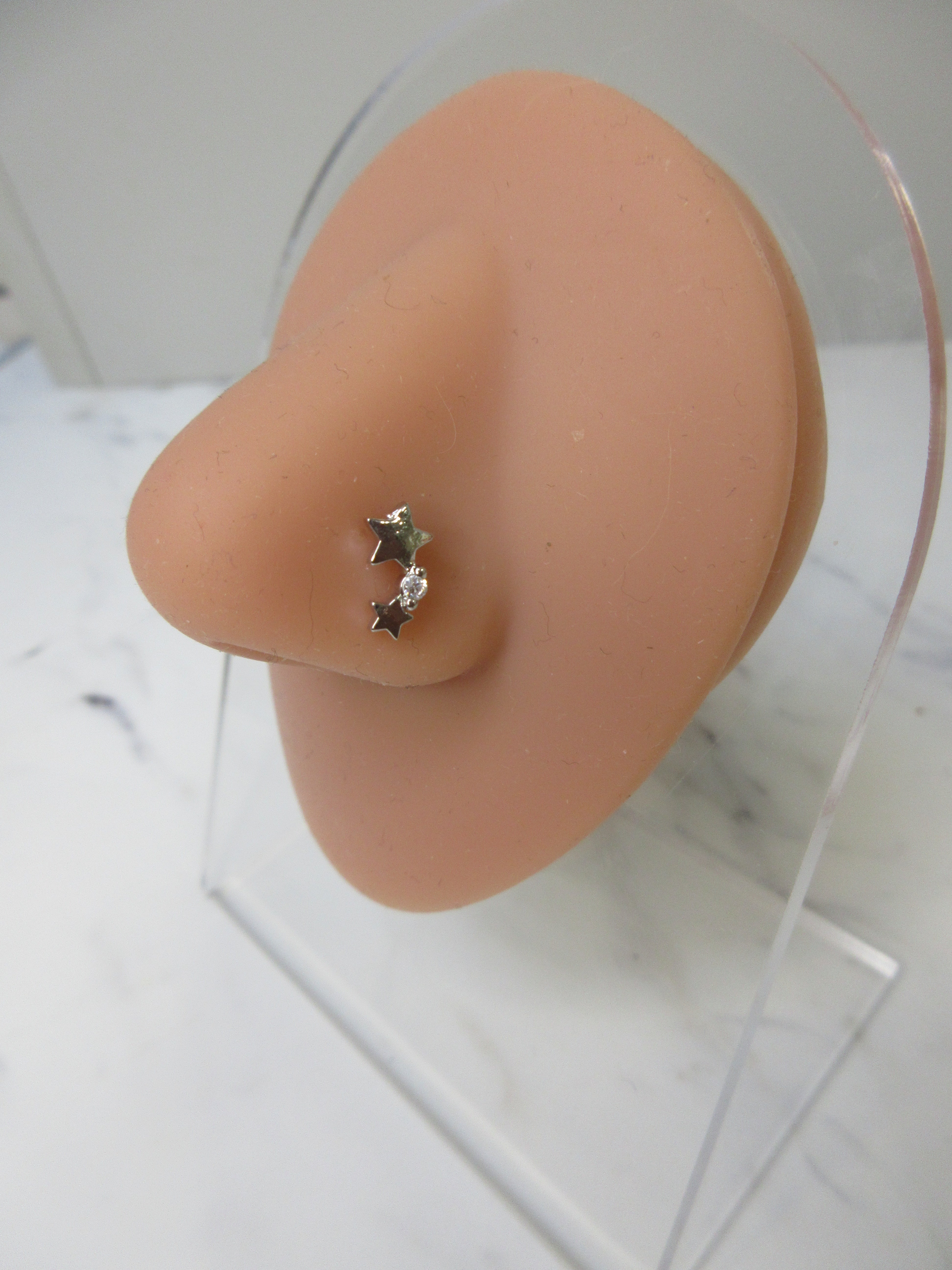 Silver-Tone Star Cartilage Nose Stud