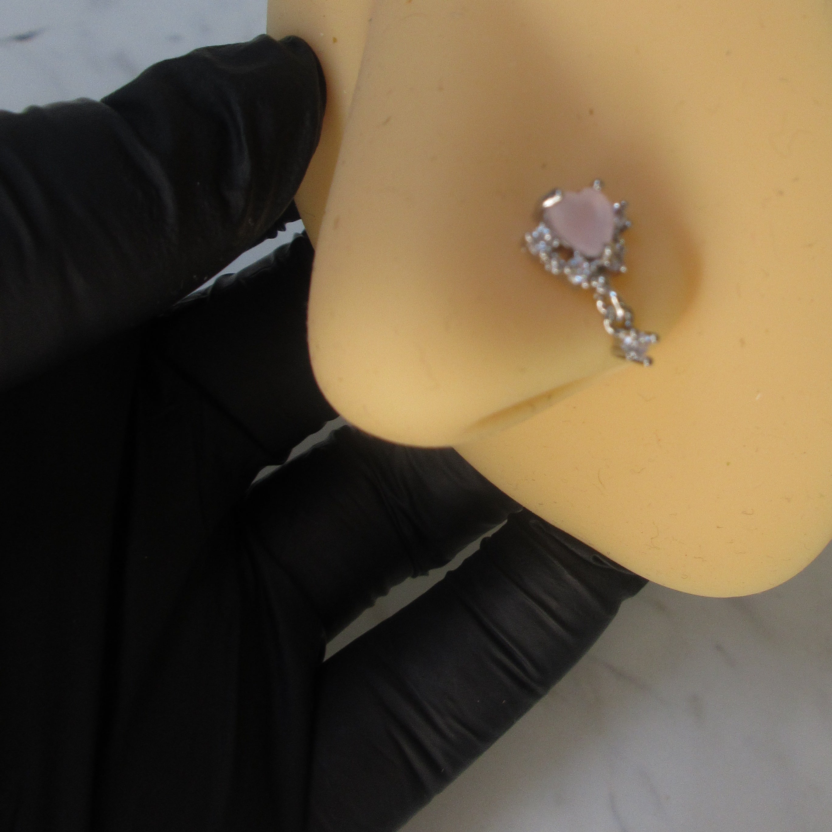 Pink Heart Nose Ring