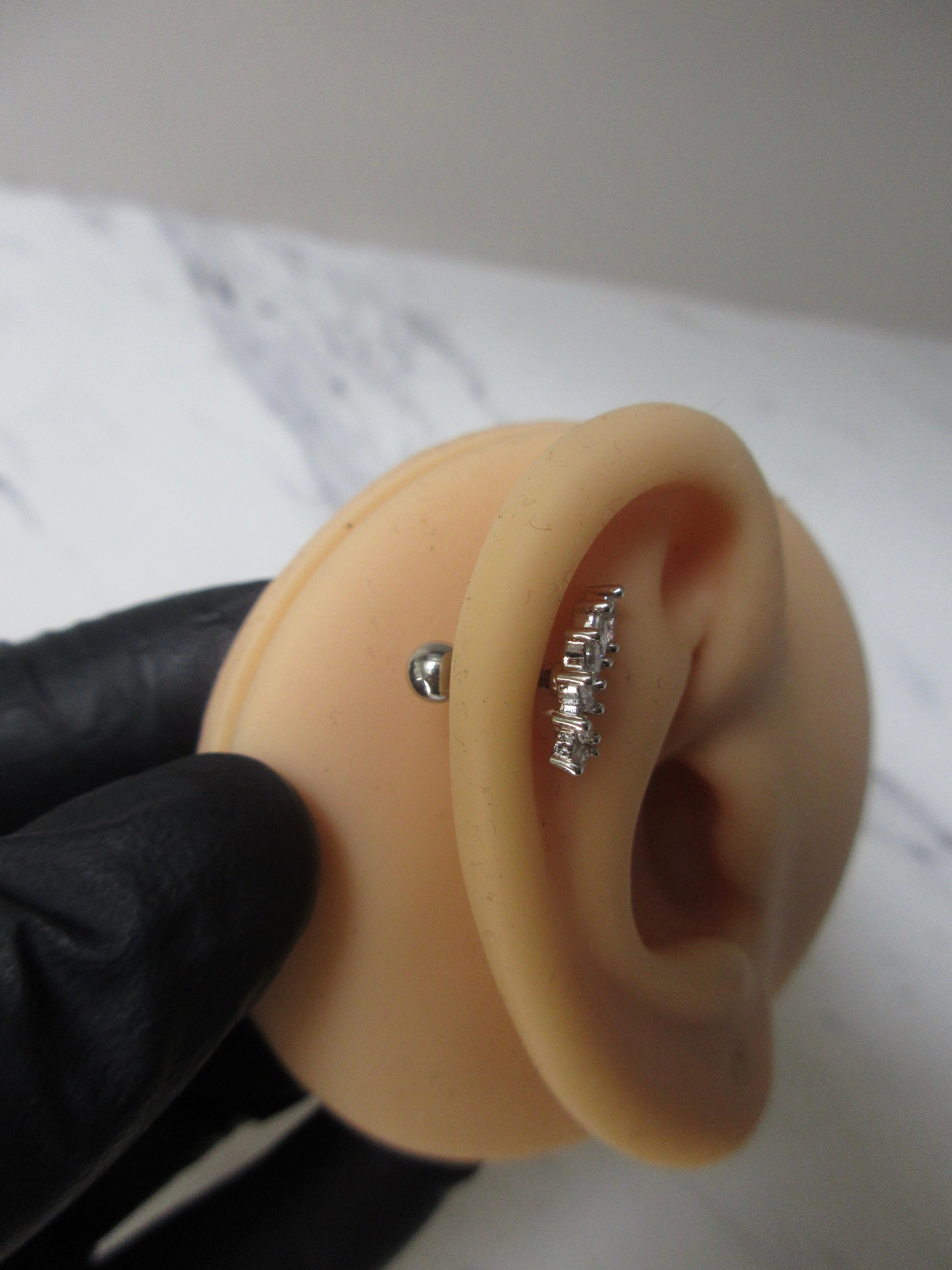 Silver-Tone Crystal Crown Tragus Earring