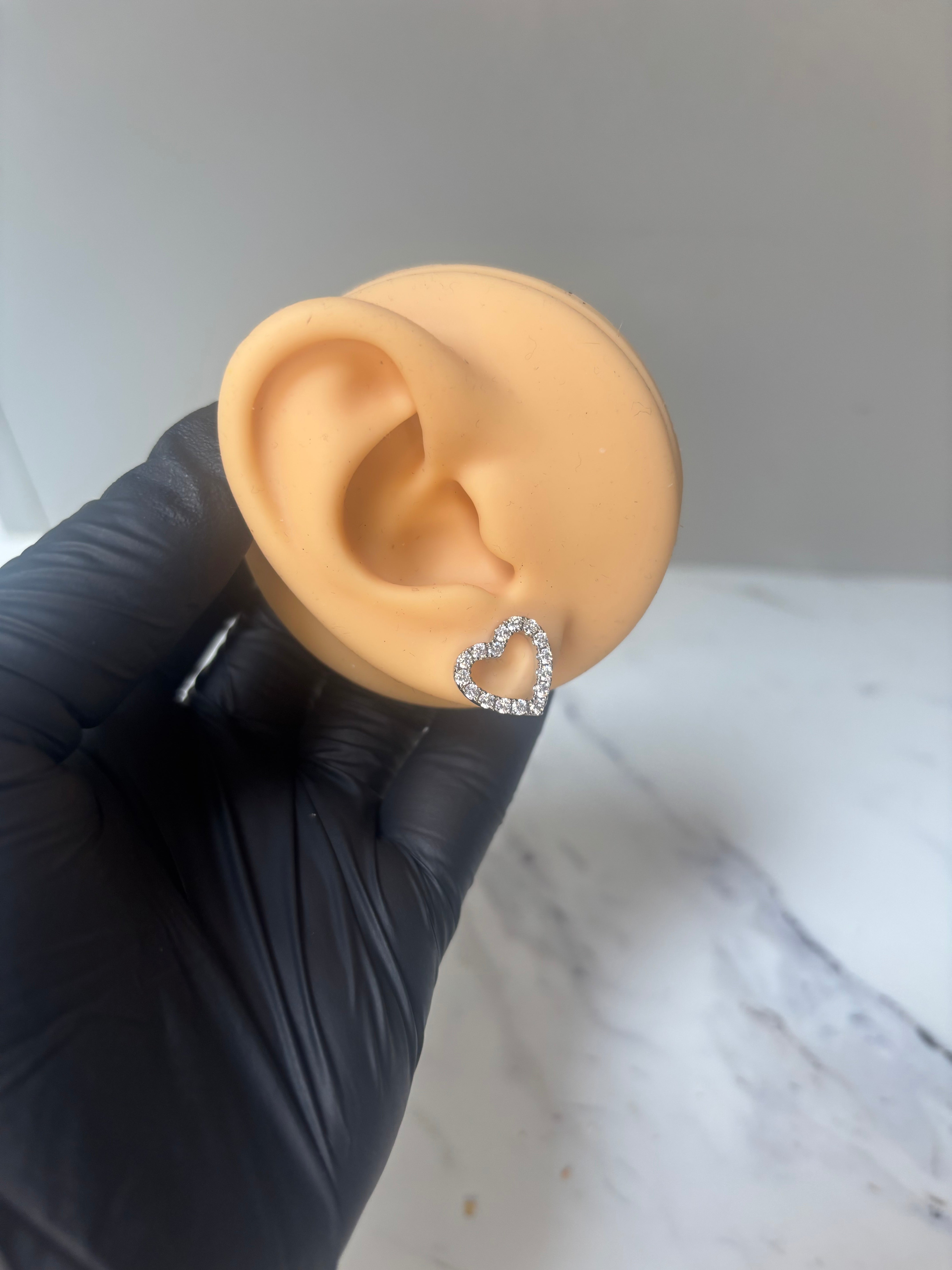 Open Heart Stud Earrings