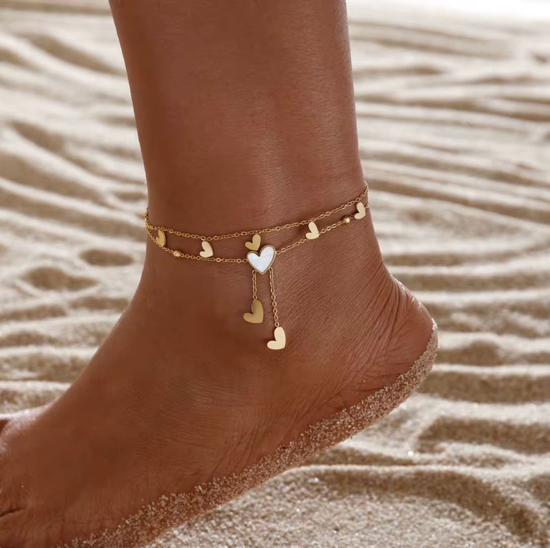 Amour Heart Charm Anklet