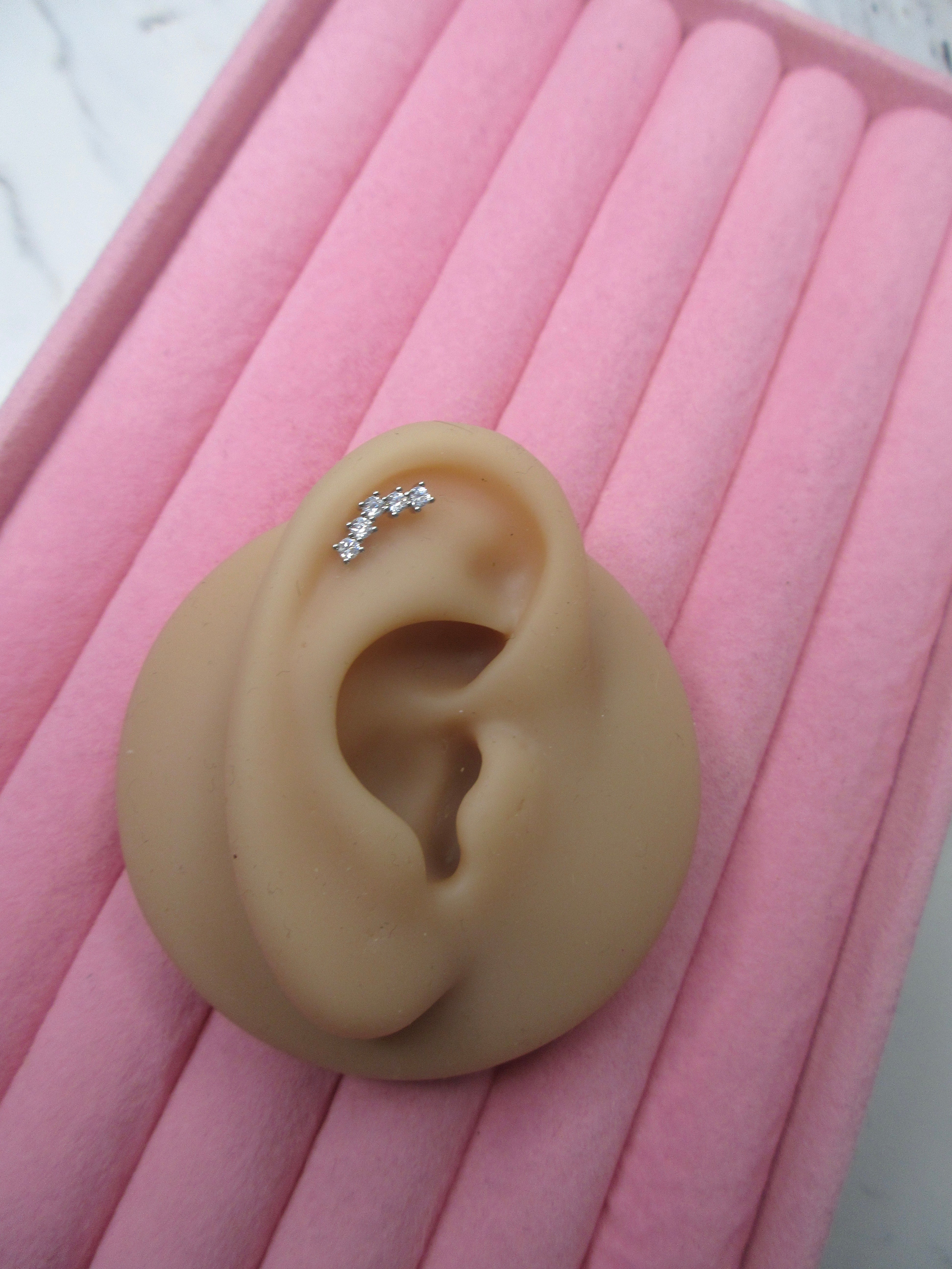 Triple Diamond Helix Earring