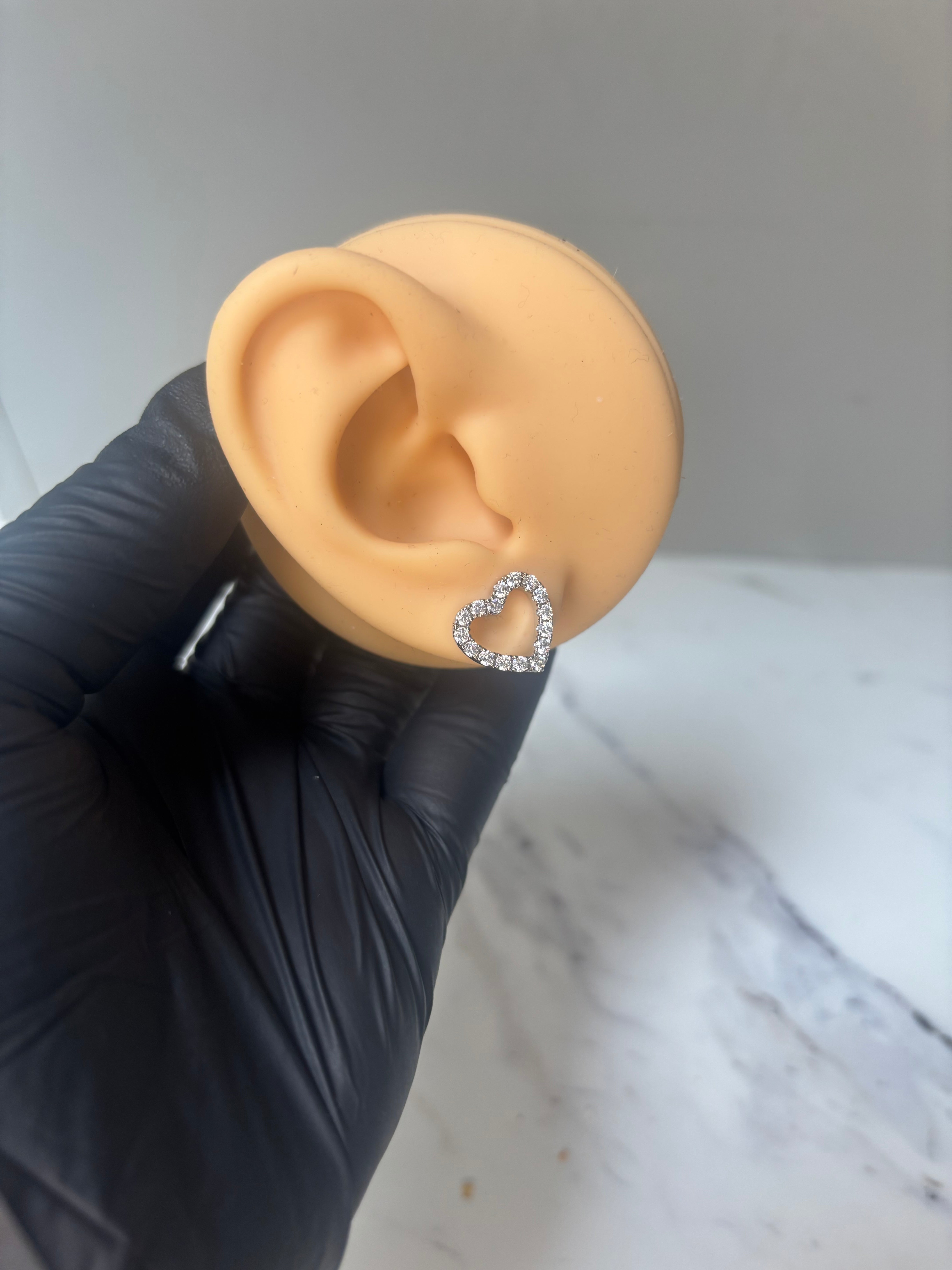 Open Heart Stud Earrings