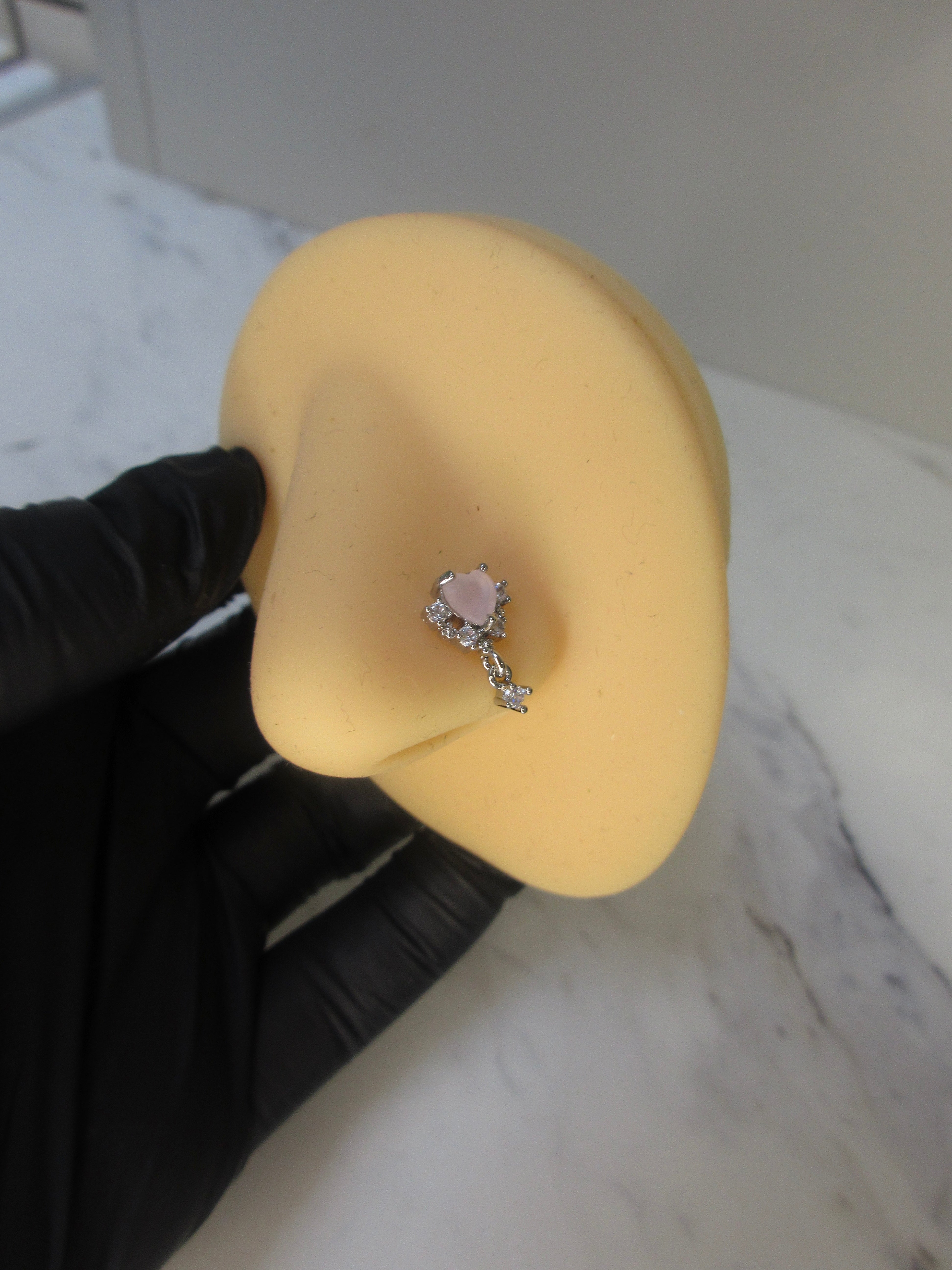 Pink Heart Nose Ring
