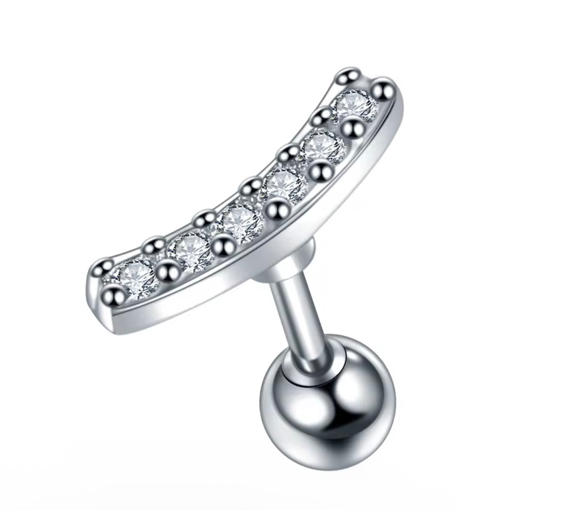 Mini Sliver Tone Bar Cartilage Earring