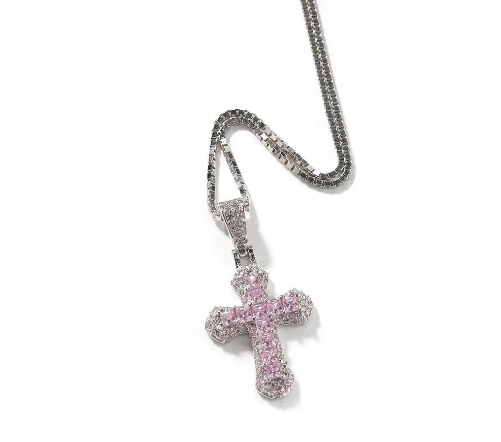 Mini Pink Cross Chain Necklace