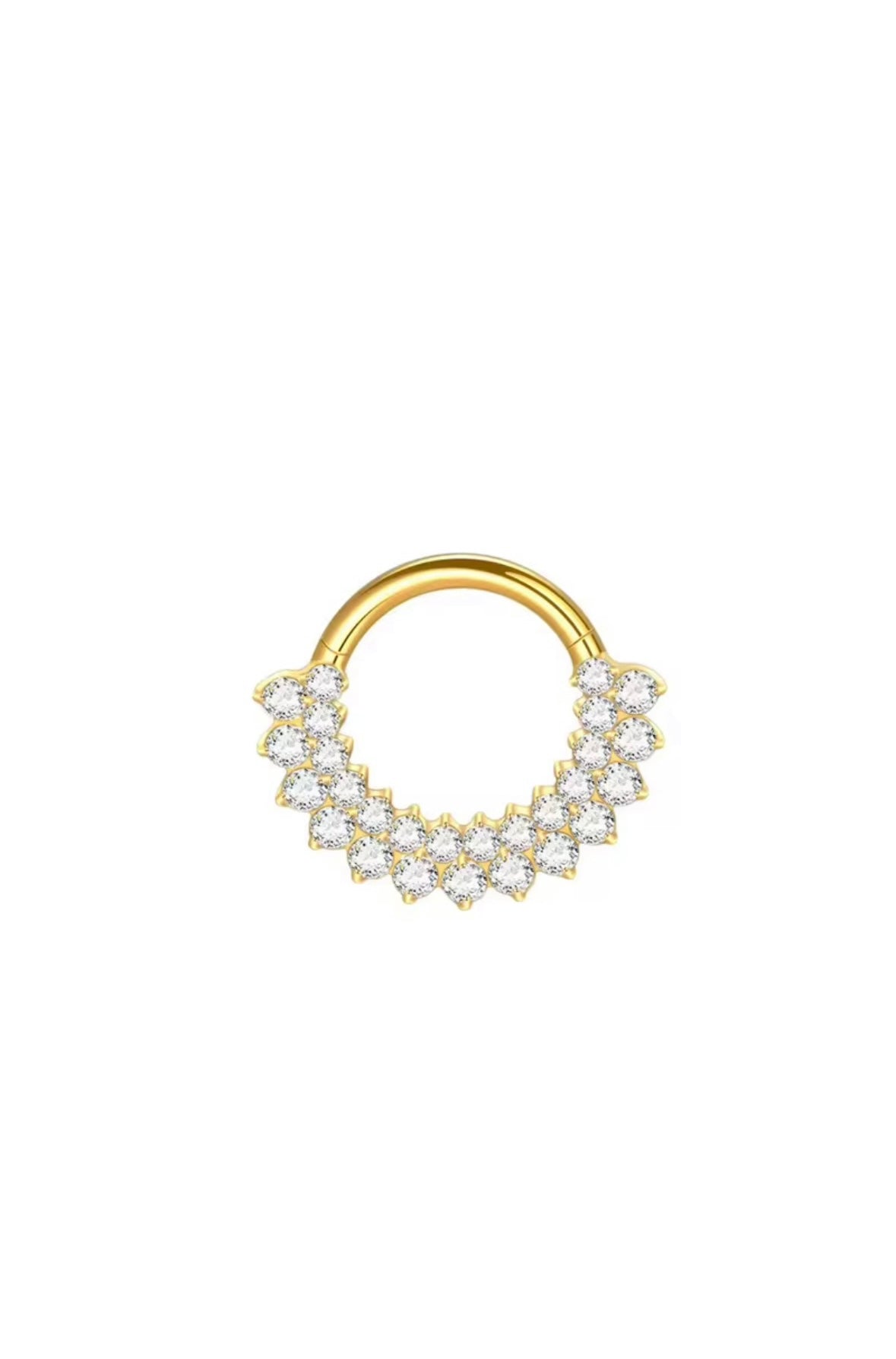 Gold- Tone Sparkling Crystal Daith Hoop