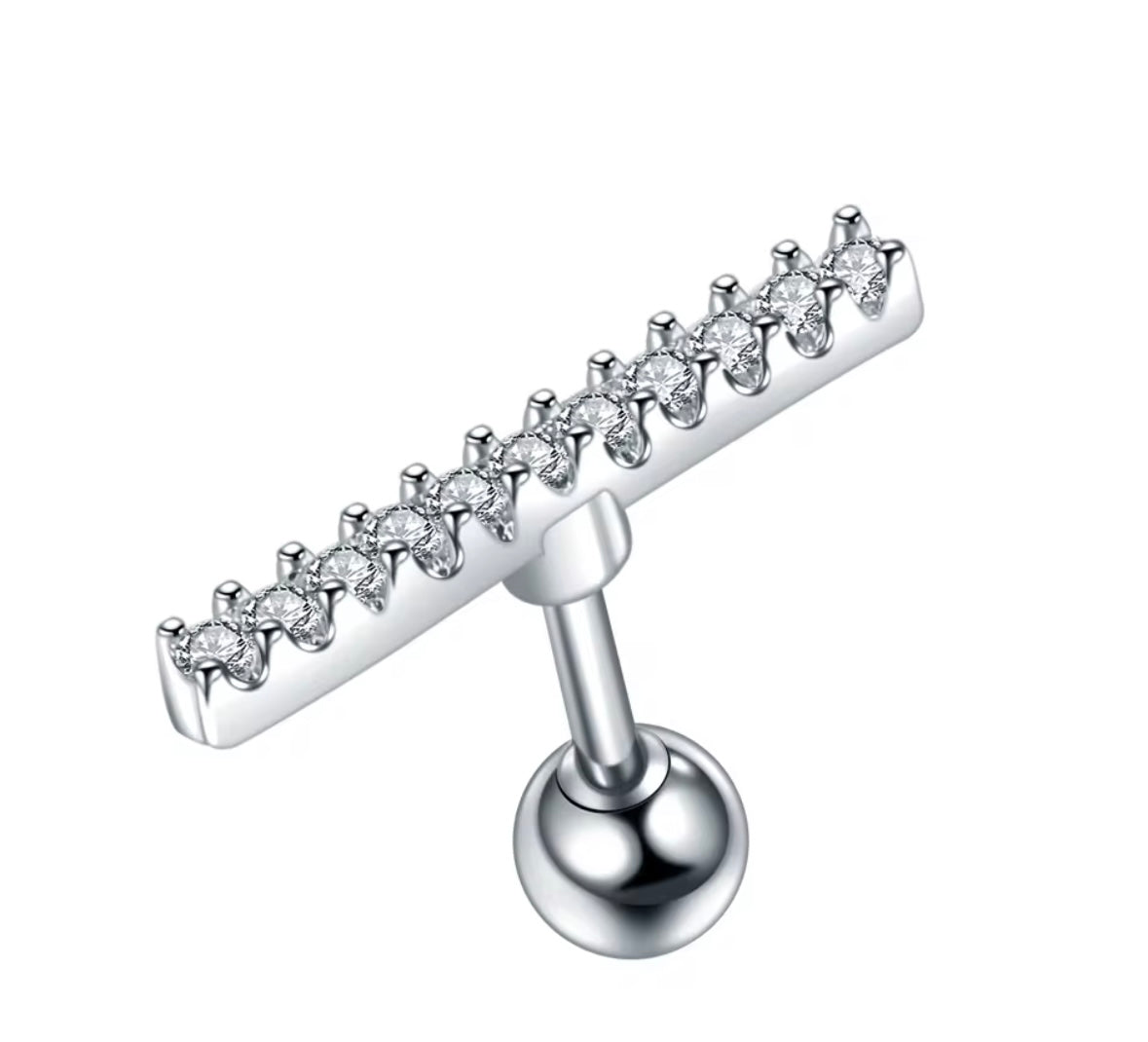 Sliver Tone Bar Cartilage Earring