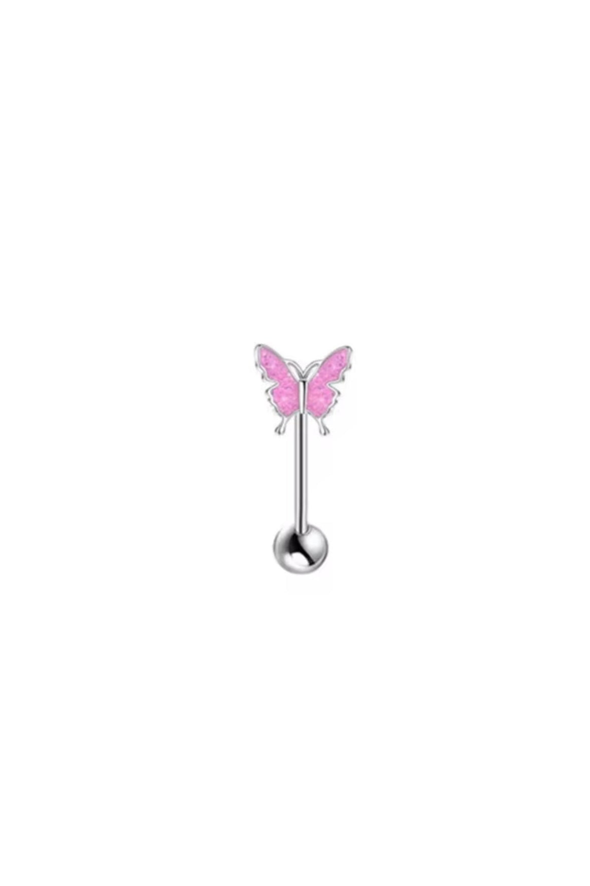 Pink Butterfly Tragus Earring