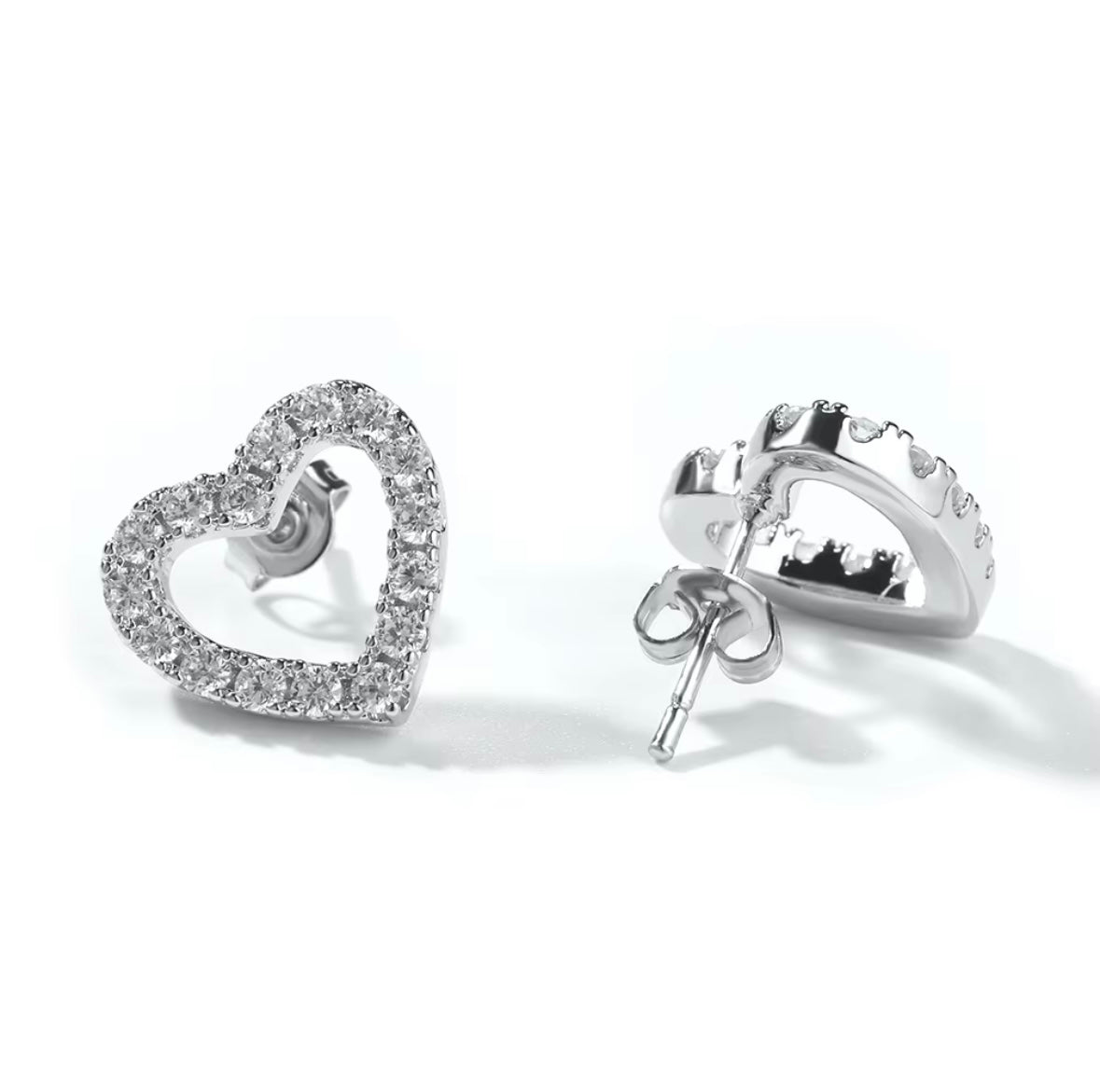 Open Heart Stud Earrings
