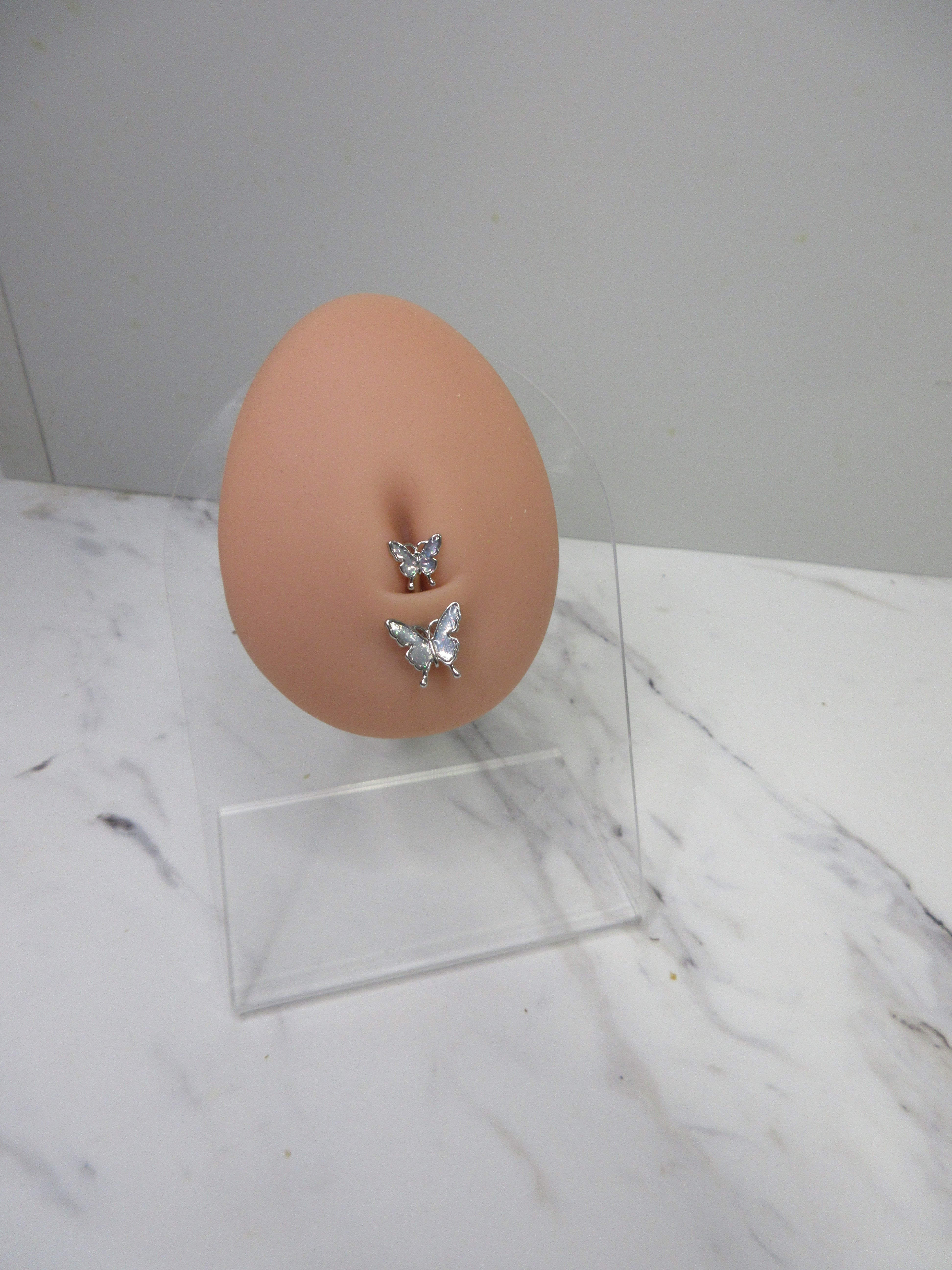 Blue- Sliver Tone Navel Ring