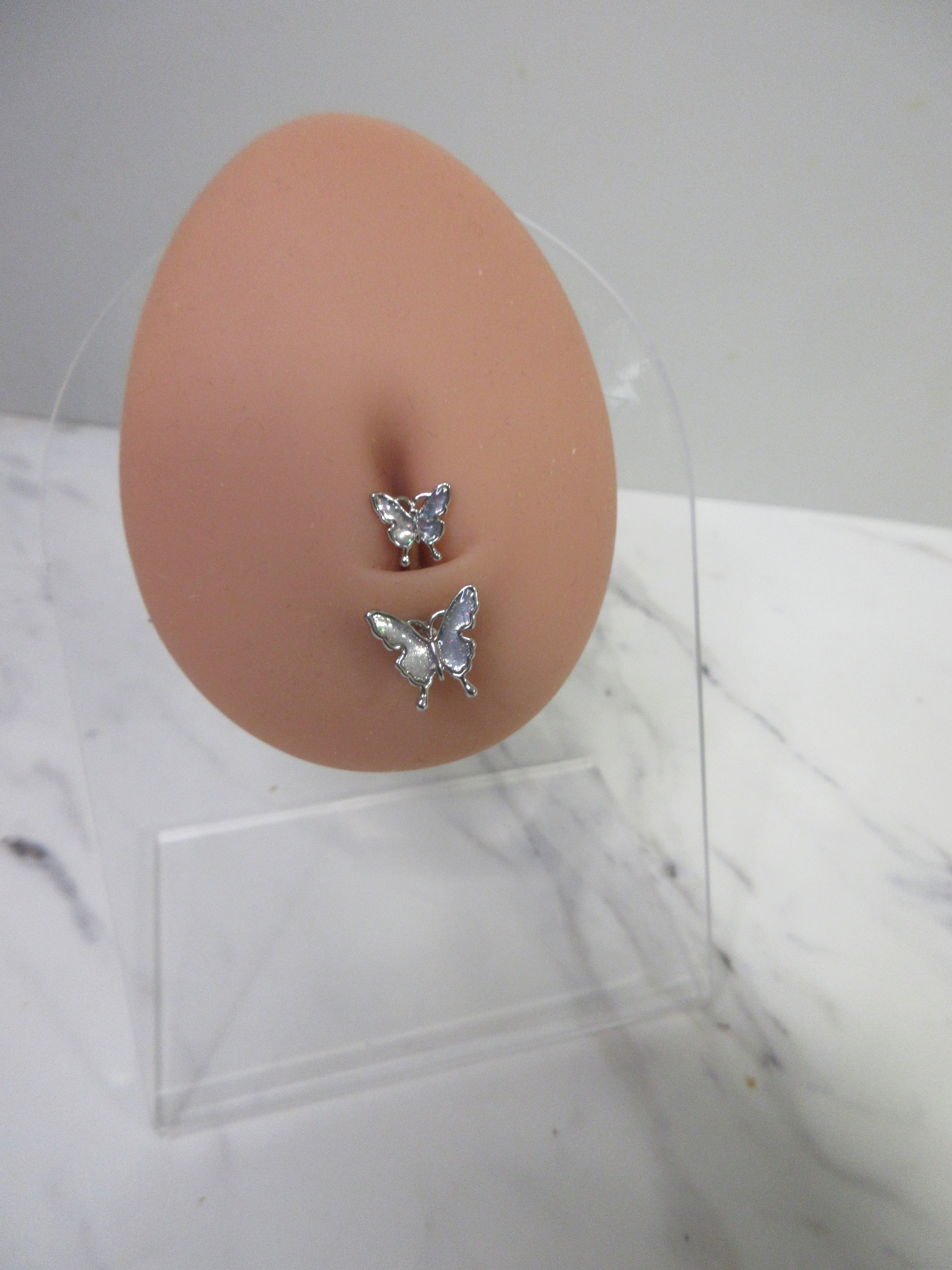 Blue- Sliver Tone Navel Ring